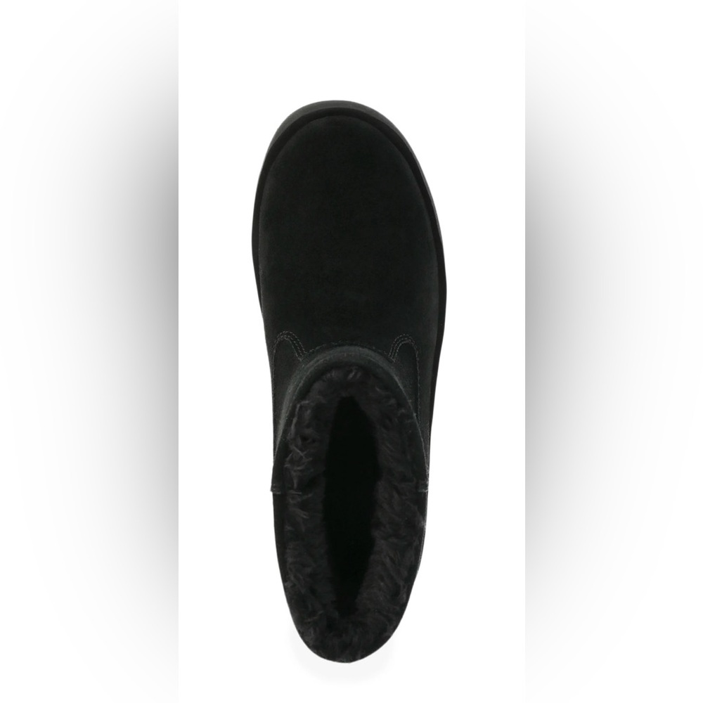 Women's Black Suede Ankle Boots- Platform Cozy Boots Black Size 9 - Picture 6 of 10